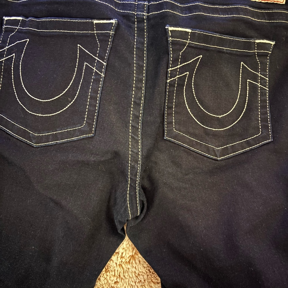 True Religion Stylish Black Jeans with Contrast Stitching